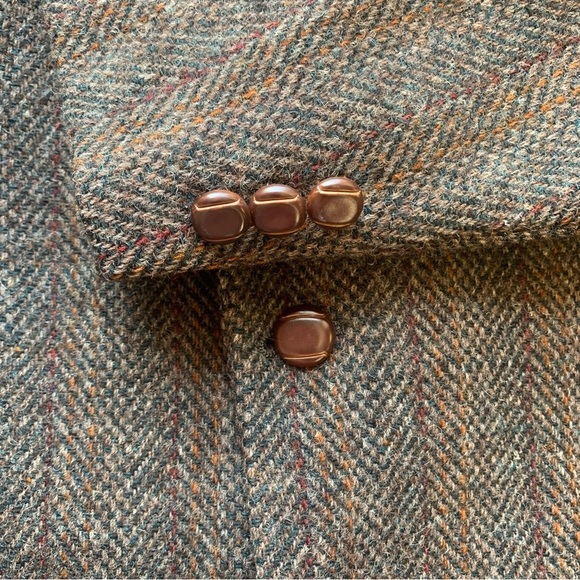 Vintage 70s Harris & Tweed Handwoven Wool Herringbone Blazer - Picture 8 of 9